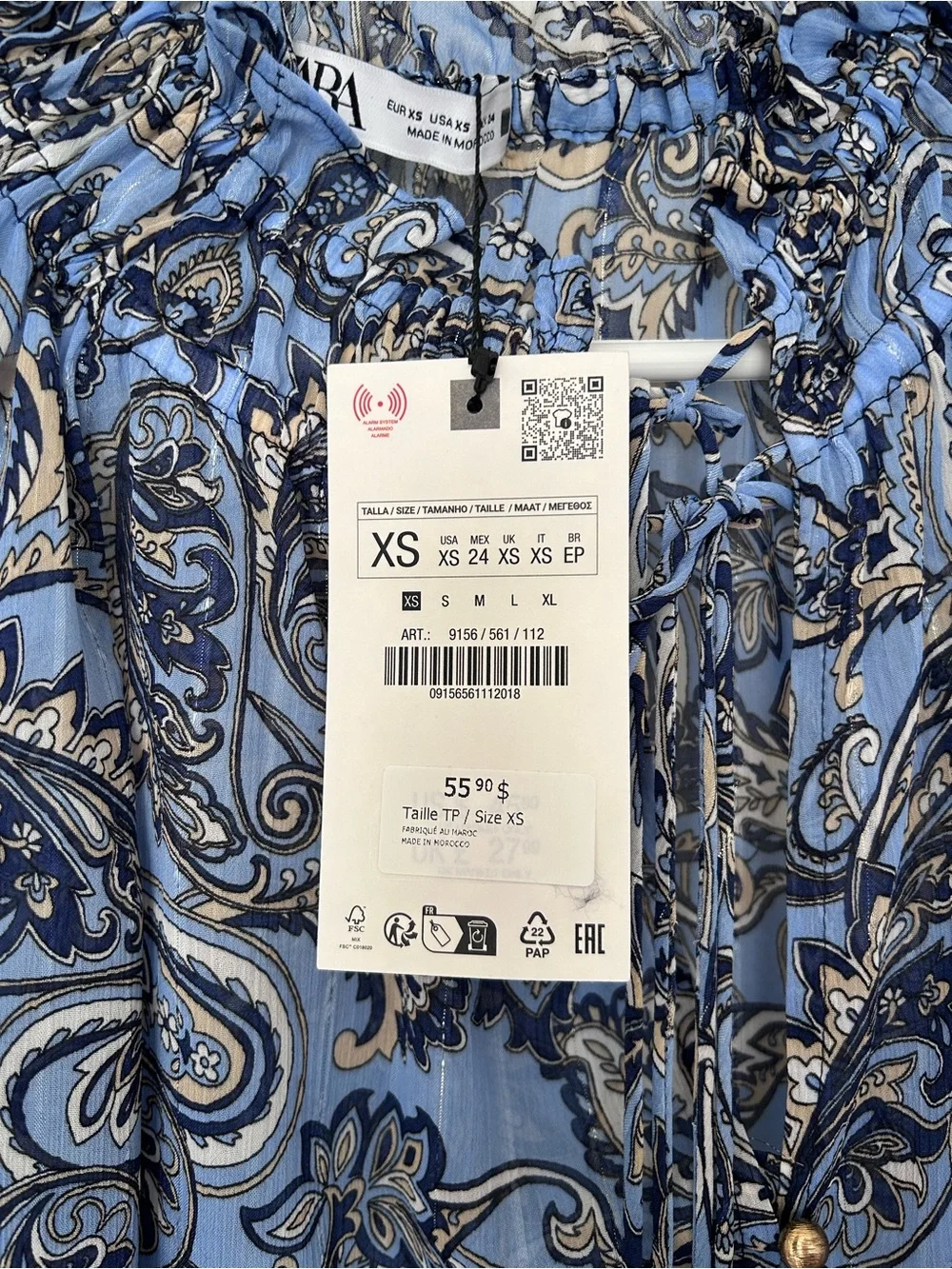 Zara Paisley Light Blue Paisley Blouse - Picture 3 of 6